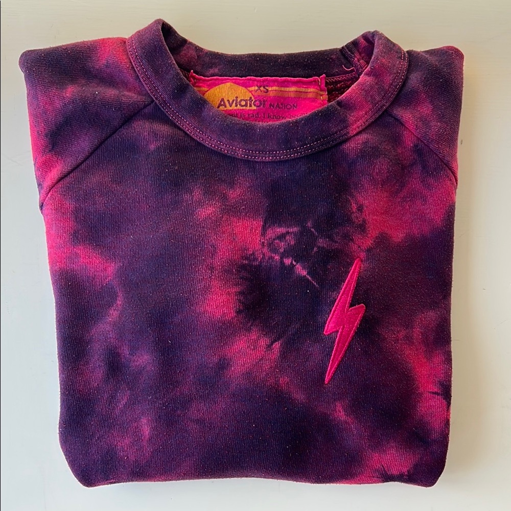 Aviator Nation Tie-Dye Cropped Crew Sweatshirt - Size XS